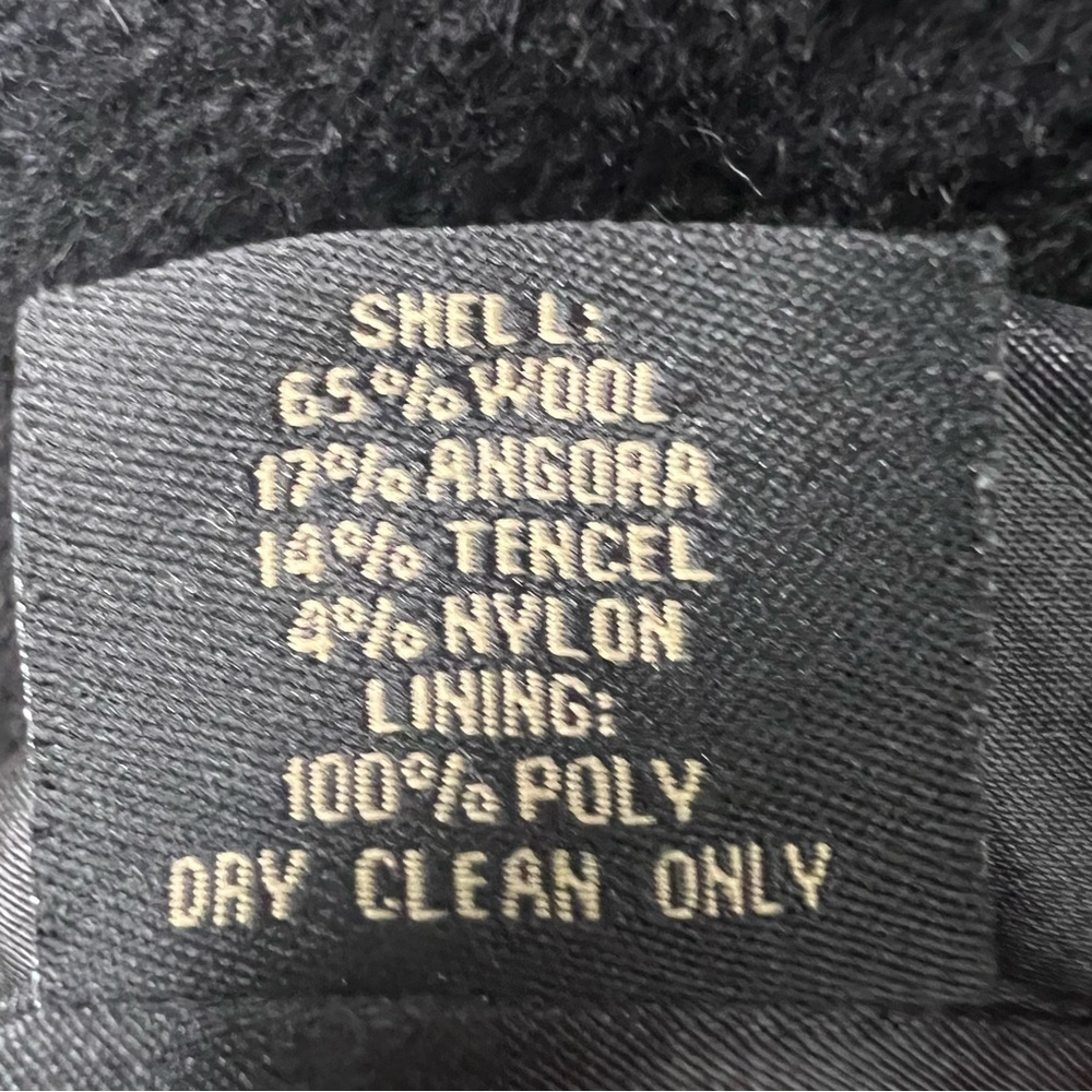 Mantello Womens Wool Angora Blend Pea Coat Dress Coat Jacket Black Sz 10 Classic - Picture 12 of 12